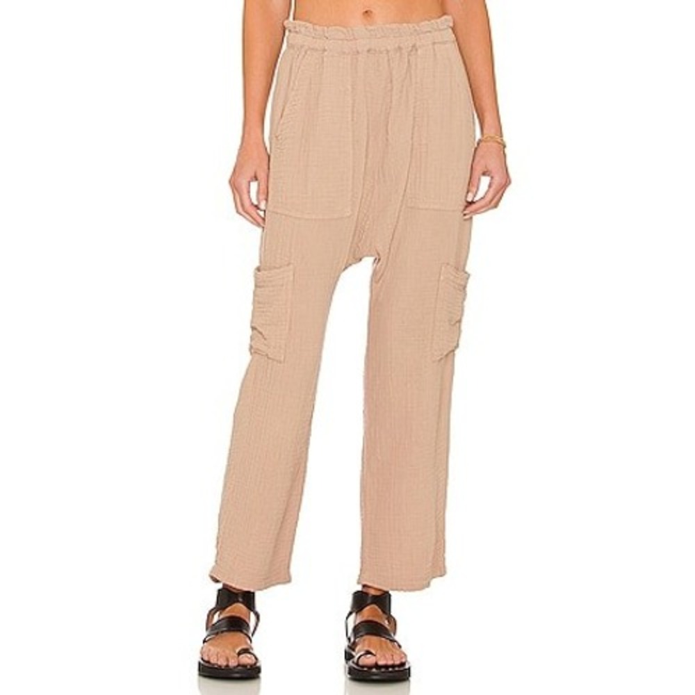NSF Shailey Paperbag Waist Cargo Pants Biscuit Tan Gauze Cotton Slouchy Small